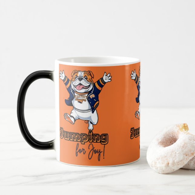 Playful Pup | Bulldog in Blue Jacket Magic Mug (With Donut)