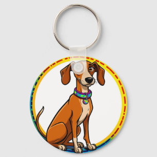 🐶 Playful Pup In Circle Frame For Daily Carry 🐶 Keychain