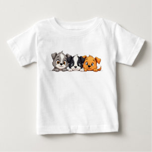 Playful Puppies Cartoon – Funny Dog Expressions Baby T-Shirt