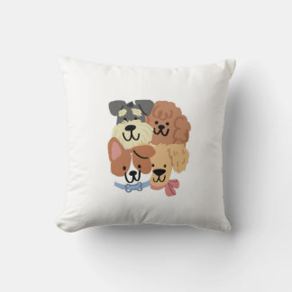 Playful Puppies Pattern Decorative Pillow