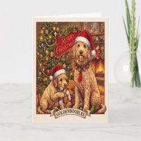 Playful Puppy Goldendoodles Merry Christmas Cozy