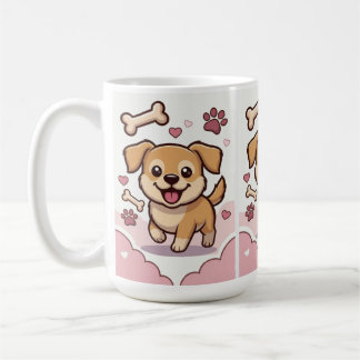 Playful Puppy Joy – Cute Cartoon Dog in Pastel Coffee Mug