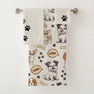 Playful Puppy Parade Bath Towel Set