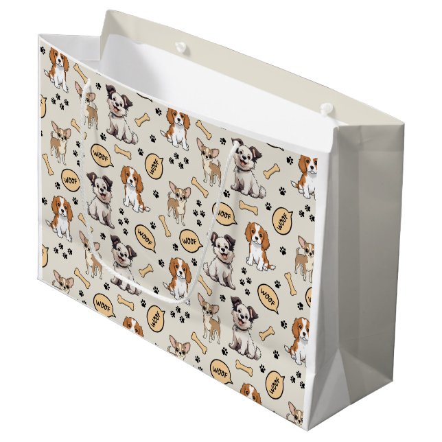 Playful Puppy Parade Large Gift Bag (Front Angled)