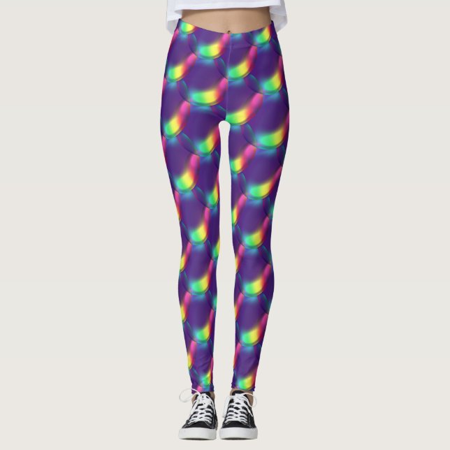 Playful Purple Colour Soap Bubbles Pattern Party  Leggings (Front)
