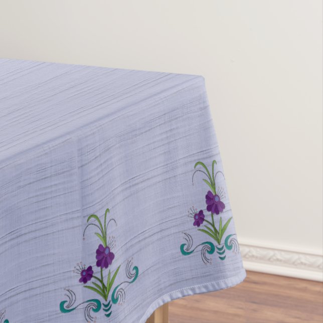 Playful Purple Flower w/Tumbling Teal Swirls60x84 Tablecloth (In Situ)
