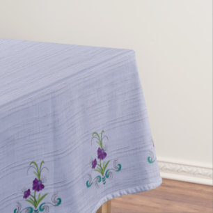 Playful Purple Flower w/Tumbling Teal Swirls 50x72 Tablecloth