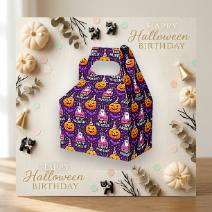 Playful Purple Halloween Ghost Pumpkin Pattern Favor Box
