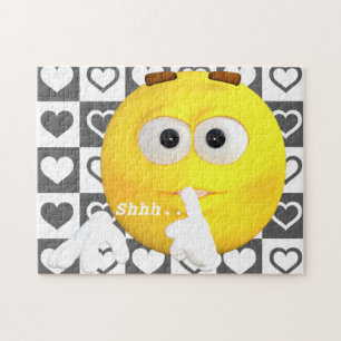 Playful Puzzle Finger On Lips with Hearts