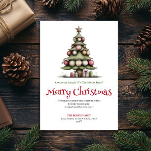 Playful quirky Christmas tree greeting card