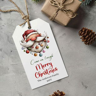 Playful quirky Santa Christmas gift tag label