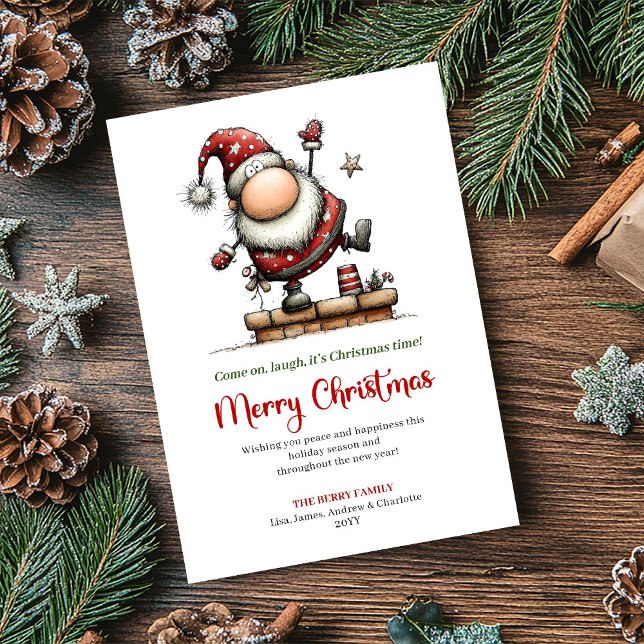 Playful Quirky Santa Classic Christmas Greeting   Holiday Card (Playful Quirky Santa Classic Christmas Greeting Card)