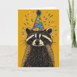 Playful Raccoon Birthday Party Greeting Card