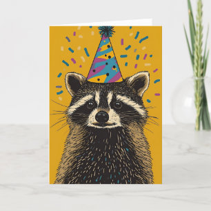 Playful Raccoon Birthday Party Greeting Card