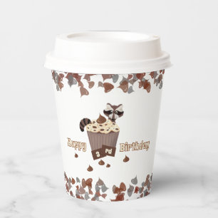 Playful Raccoon Chocolate Chip Birthday Paper Cups