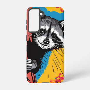 Playful Raccoon: Vibrant Pop Art Wildlife Illustra Samsung Galaxy Case