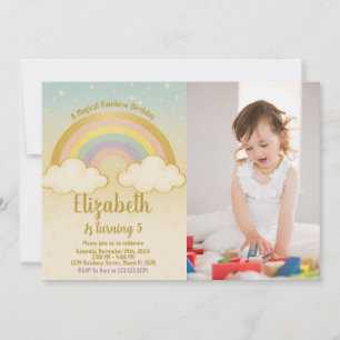 Playful Rainbow Birthday Invitation with photo