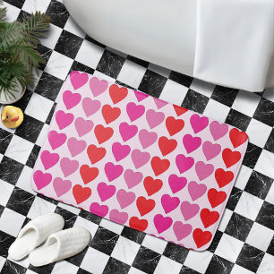 Playful Red Pink Fuchsia Hearts Valentine Pattern  Bath Mat