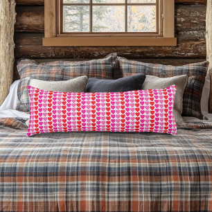 Playful Red Pink Fuchsia Hearts Valentine Pattern Body Pillow