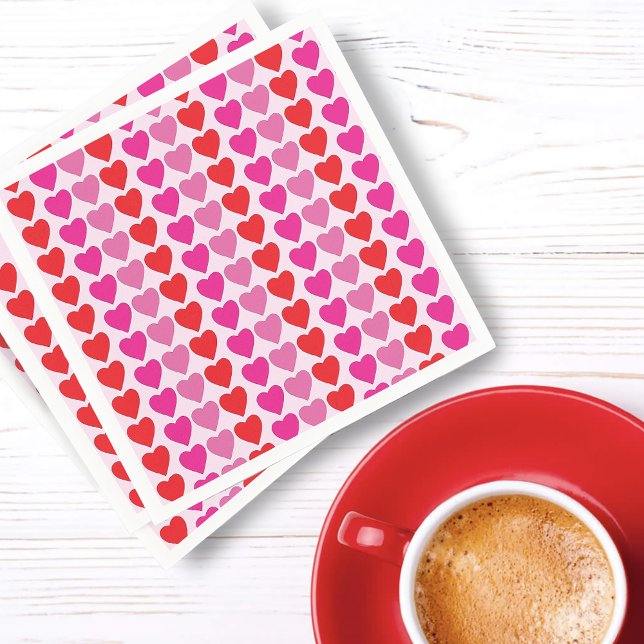 Playful Red Pink Fuchsia Hearts Valentine Pattern  Napkin (Creator Uploaded)