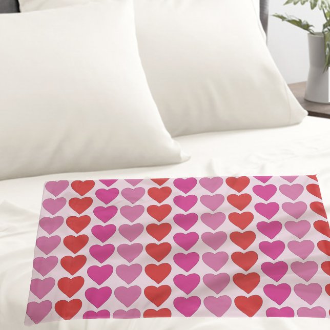 Playful Red Pink Fuchsia Hearts Valentine Pattern  Pillowcase (Creator Uploaded)