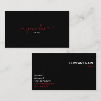 Playful Red Stylish Business Brand Identity Black Card