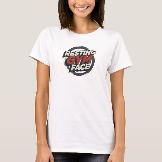 Playful RESTING GYM FACE Creative Print T-Shirt (Front)