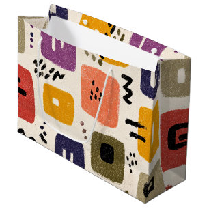 Playful Retro Doodle Abstract   Mid-Century Modern Large Gift Bag