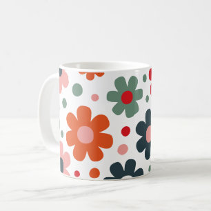 Playful Retro Flower Pattern Coffee Mug