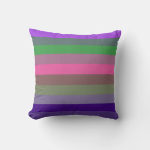 Playful Retro Pop Purple & Green Stripe Pattern Throw Pillow