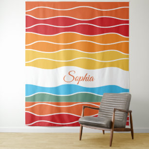 Playful Retro Rainbow Stripes for Custom Product Tapestry