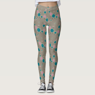 Playful Retro Small Molecules Universe Pink Blue Leggings