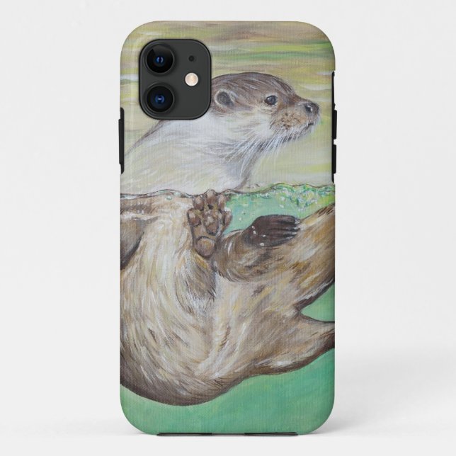 Playful River Otter Painting Case-Mate iPhone Case (Back)
