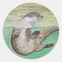 Playful River Otter Painting