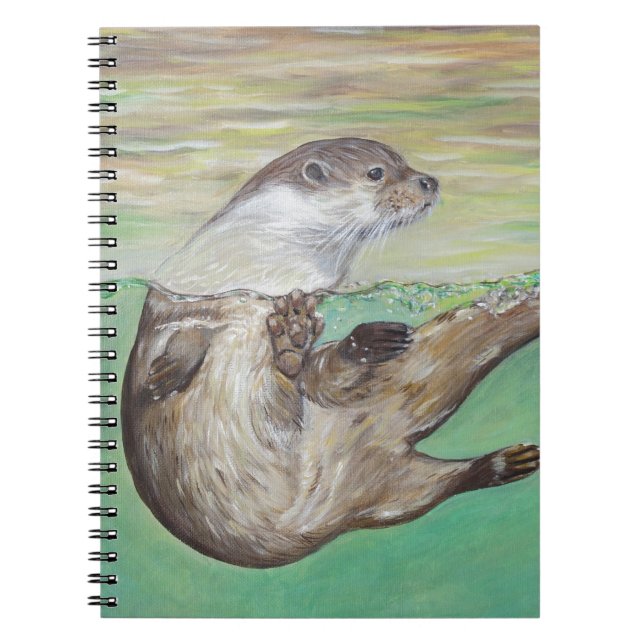 Playful River Otter Painting Notebook (Front)