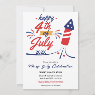 Playful Rocket 4th of July Invitation