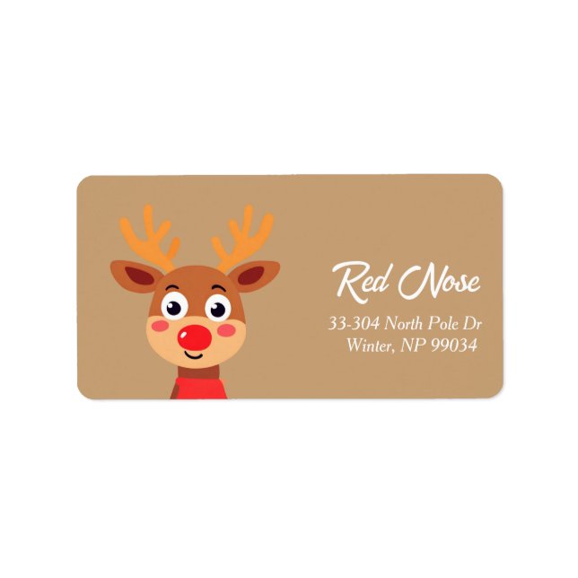 Playful Rudolph Reindeer Return Address Label (Front)