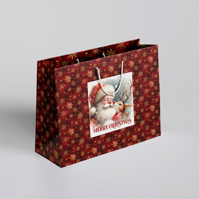 Playful Santa and Rudolph Winter Christmas Bag (Playful Santa and Rudolph Winter Christmas Bag)