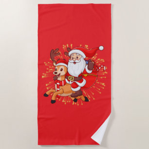 **"Playful Santa Claus Design – Fun and Festive Ch Beach Towel
