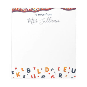 Playful Scattered Letters Teacher Appreciation Notepad