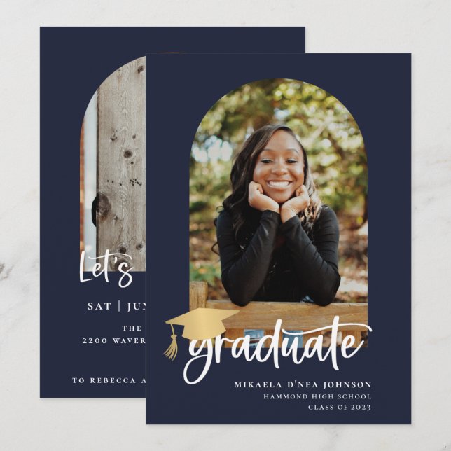 Playful Script Graduation Photo Announcement (Front/Back)