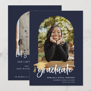 Playful Script Graduation Photo Announcement