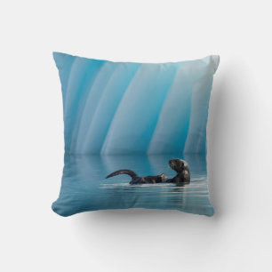 Playful Sea Otter Throw Pillow