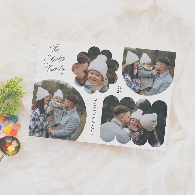 Playful Shapes Modern Christmas Photo Collage Holiday Card (Creator Uploaded)