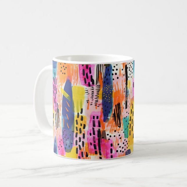 Playful Shapes Pattern Coffee Mug (Front Left)