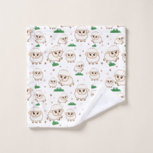 Playful Sheep Pattern Wash Cloth
