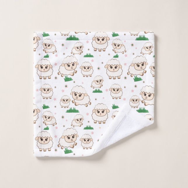 Playful Sheep Pattern Wash Cloth (Wash Cloth)