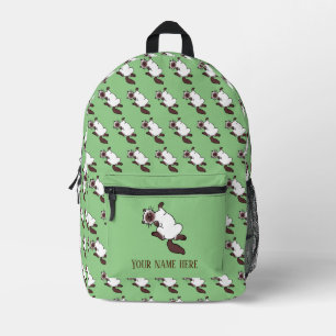 playful siamese cat (name) printed backpack