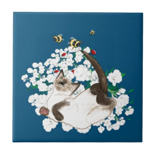 Playful Siamese Cat Tile