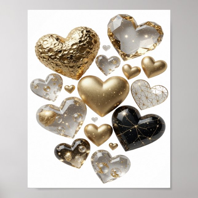 Playful Silver GEMSTONE HEARTS Poster (Front)